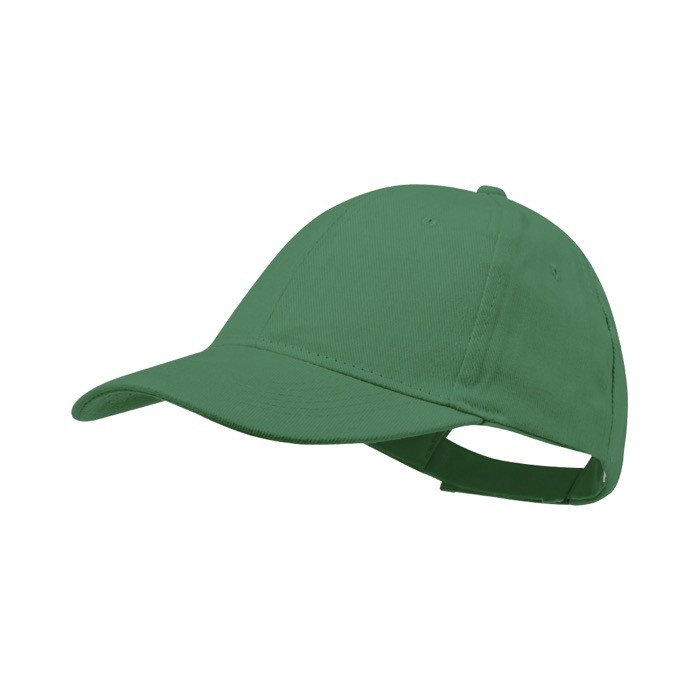 Gorra de 6 paneles de algodón peinado con cierre de velcro color verde primera vista