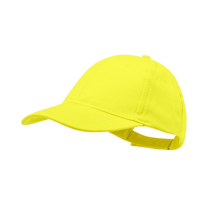 Gorra de 6 paneles de algodón peinado con cierre de velcro color amarillo primera vista