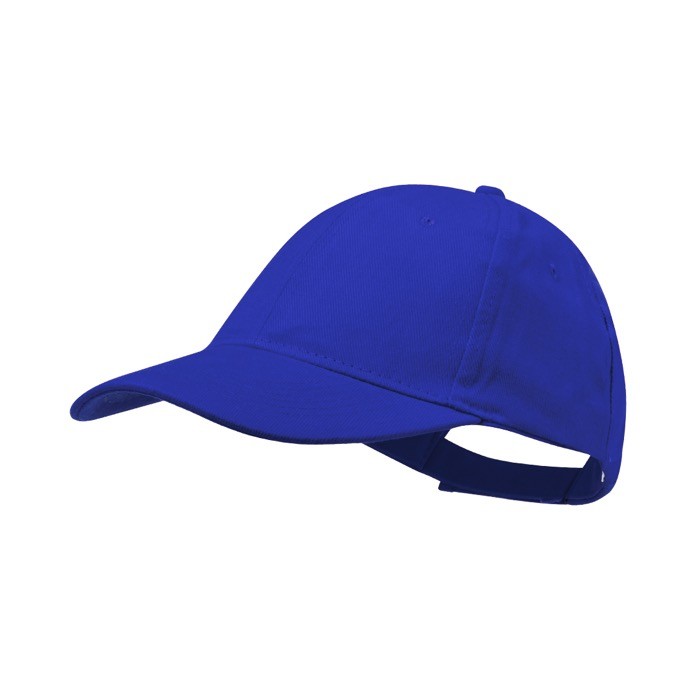 Gorra de 6 paneles de algodón peinado con cierre de velcro color azul primera vista