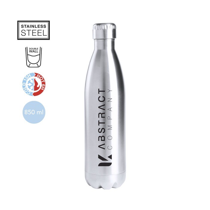 Botella térmica de acero inoxidable reciclado plateada brillante 850ml color plateado