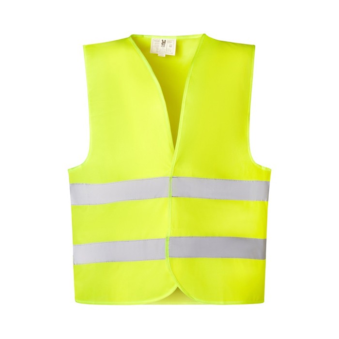 Chaleco alta visibilidad con cintas reflectantes y cierre de velcro Roly Sirio color amarillo fluorescente segunda vista Chaleco alta visibilidad con cintas reflectantes y cierre de velcro Roly Sirio color amarillo fluorescente segunda vista