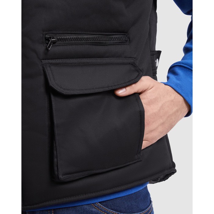 Chaleco de trabajo de poliéster y algodón con cuello 200 g/m2 Roly Almanzor color rojo vista detalle 2