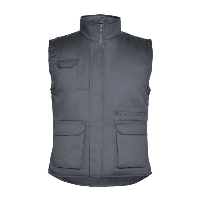 Chaleco de trabajo de poliéster y algodón con cuello 200 g/m2 Roly Almanzor color gris topo segunda vista