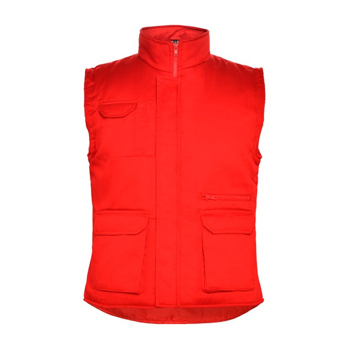 Chaleco de trabajo de poliéster y algodón con cuello 200 g/m2 Roly Almanzor color rojo segunda vista