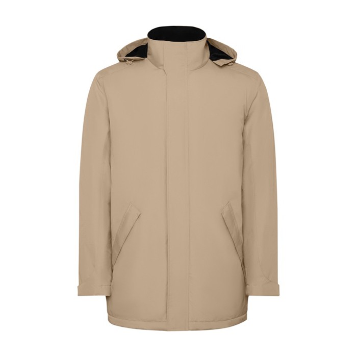 Parka de poliéster reciclado impermeable 400 g/m2 Roly Direct America color arena segunda vista