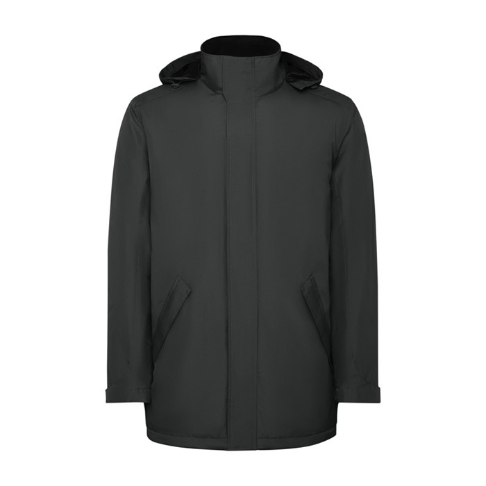 Parka de poliéster reciclado impermeable 400 g/m2 Roly Direct America color gris topo segunda vista