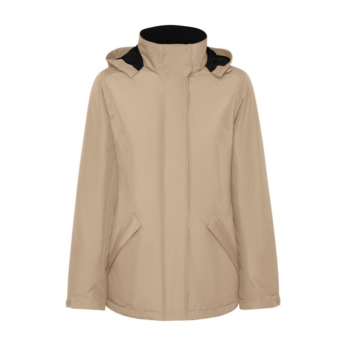 Parka de poliéster reciclado para mujer 400 g/m2 Roly Direct America color arena segunda vista
