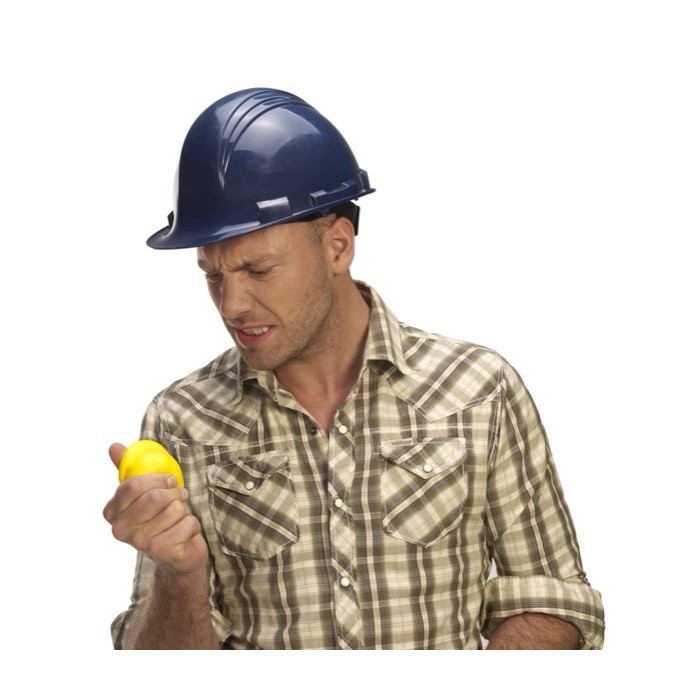 Antiestrés hecho de PU en forma de casco de constructor quinta vista Antiestrés hecho de PU en forma de casco de constructor quinta vista