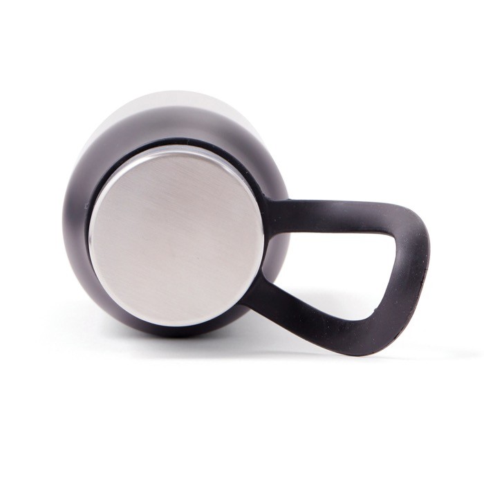 Botella termo de acero inoxidable con tapa antigoteo y asa 450ml color negro tercera vista