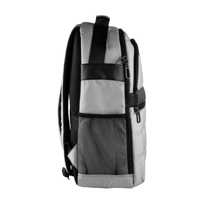 Mochila de RPET acolchada para portátil con banda para trolley 15'' color gris quinta vista Mochila de RPET acolchada para portátil con banda para trolley 15'' color gris quinta vista