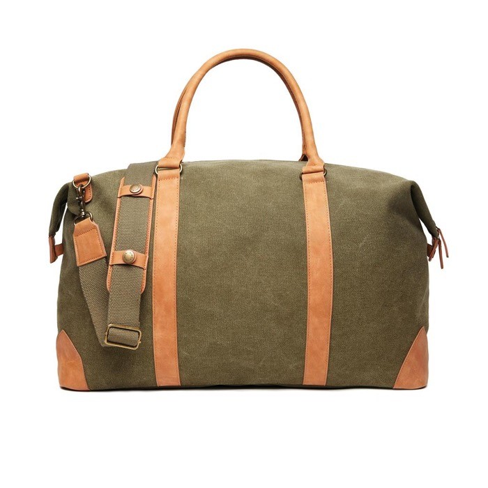 Bolsa de lona reciclada de calidad con correa color verde Bolsa de lona reciclada de calidad con correa color verde