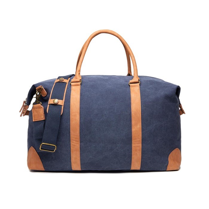 Bolsa de lona reciclada de calidad con correa color azul marino Bolsa de lona reciclada de calidad con correa color azul marino