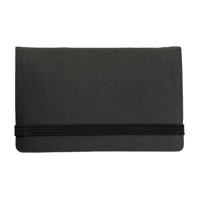 Porta memos de cartón con cierre elástico y bolsillo para tarjetas color negro segunda vista
