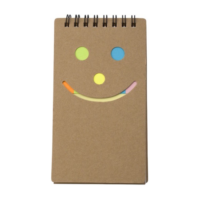 Práctico bloc de 50 notas y 150 tiras adhesivas con espiral color marrón primera vista Práctico bloc de 50 notas y 150 tiras adhesivas con espiral color marrón primera vista