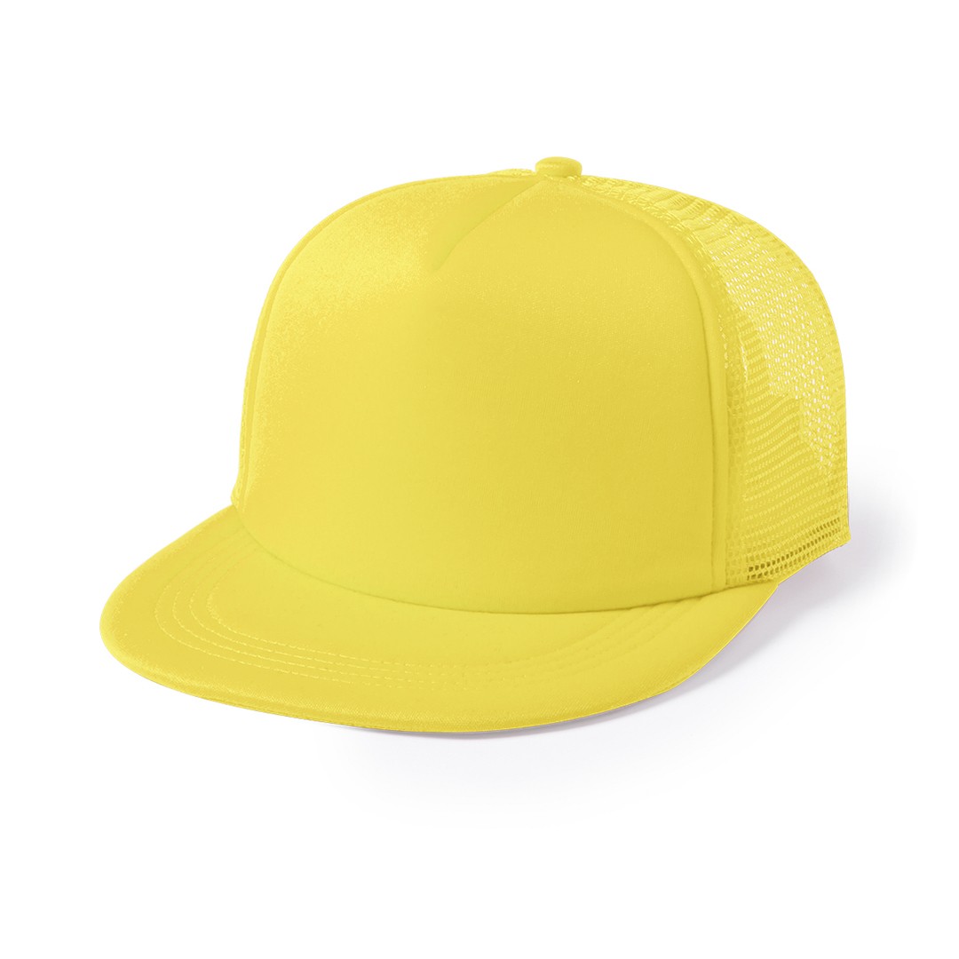 Gorra de poliéster con visera plana color amarillo