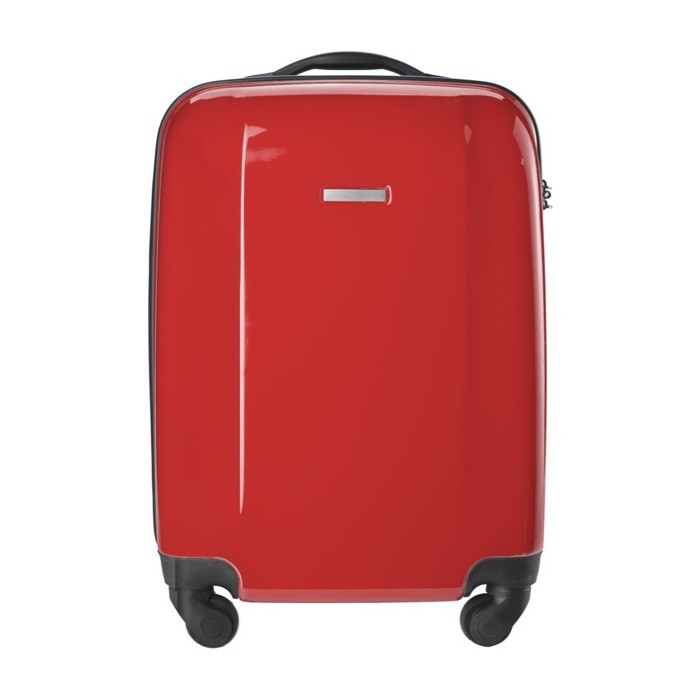 Trolley de ruedas giratorias con candado numeral y placa de metal color rojo segunda vista