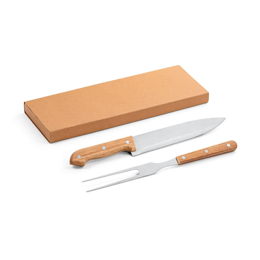 Kit para barbacoa de dos cubiertos color natural con impresión
