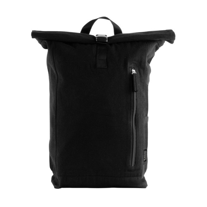 Mochila roll-top para ordenador hecha de algodón reciclado 15'' color negro tercera vista