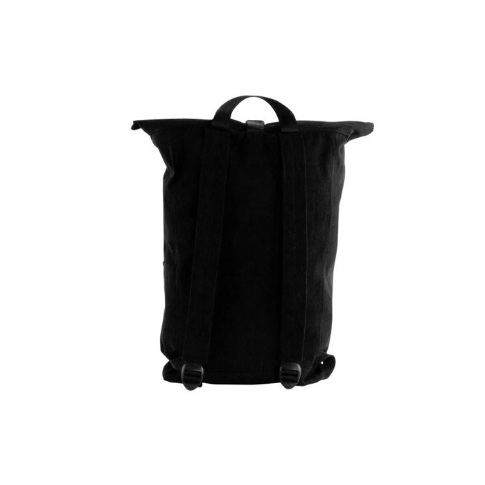 Mochila roll-top para ordenador hecha de algodón reciclado 15'' color negro vista detalle