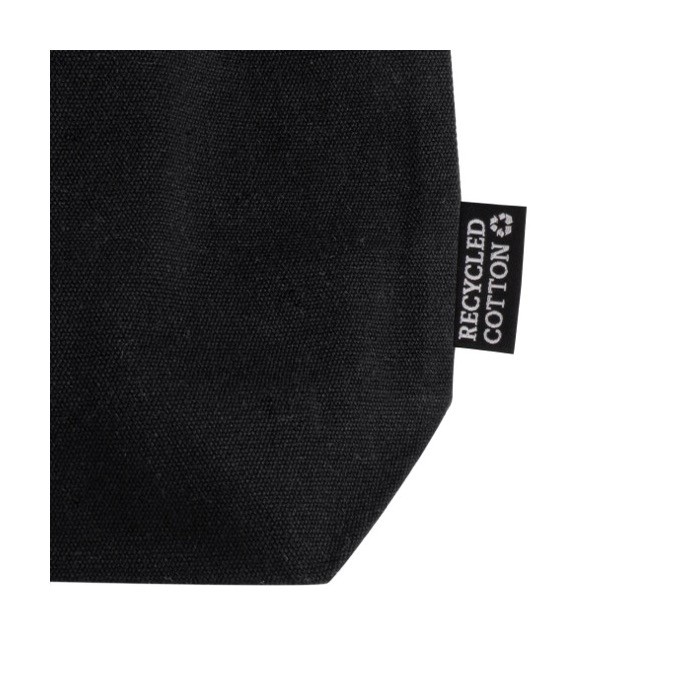 Bolsa hecha de algodón reciclado con asas largas 180 g/m2 color negro cuarta vista Bolsa hecha de algodón reciclado con asas largas 180 g/m2 color negro cuarta vista
