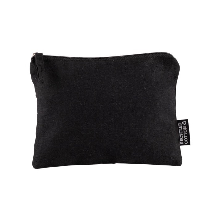 Neceser de algodón reciclado con tirador a juego 230 g/m2 color negro segunda vista Neceser de algodón reciclado con tirador a juego 230 g/m2 color negro segunda vista