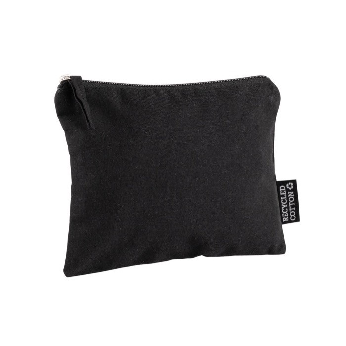 Neceser de algodón reciclado con tirador a juego 230 g/m2 color negro tercera vista Neceser de algodón reciclado con tirador a juego 230 g/m2 color negro tercera vista