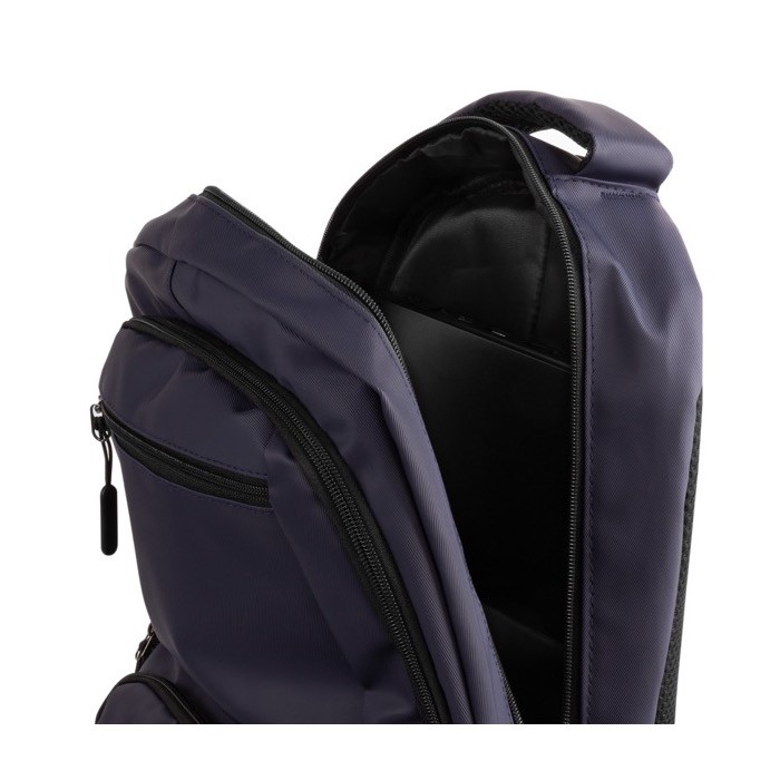 Mochila de cuero sintético con varios compartimientos en el exterior 15'' color azul marino segunda vista