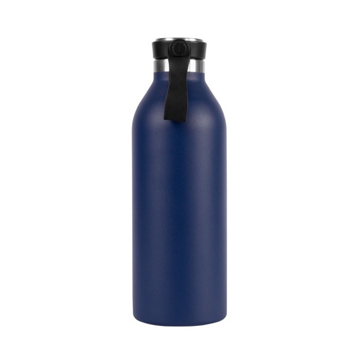 Botella de acero inoxidable reciclado con asa de sujeción 500ml color azul marino quinta vista