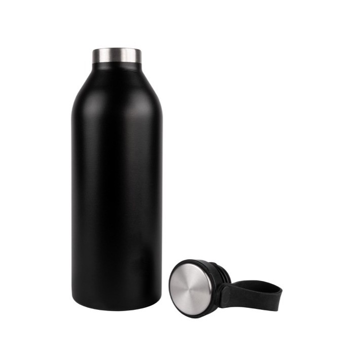 Botella de acero inoxidable reciclado con asa de sujeción 500ml color negro sexta vista