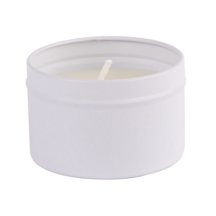 Vela de parafina en tarro de metal con tapa a juego 50g color blanco primera vista
