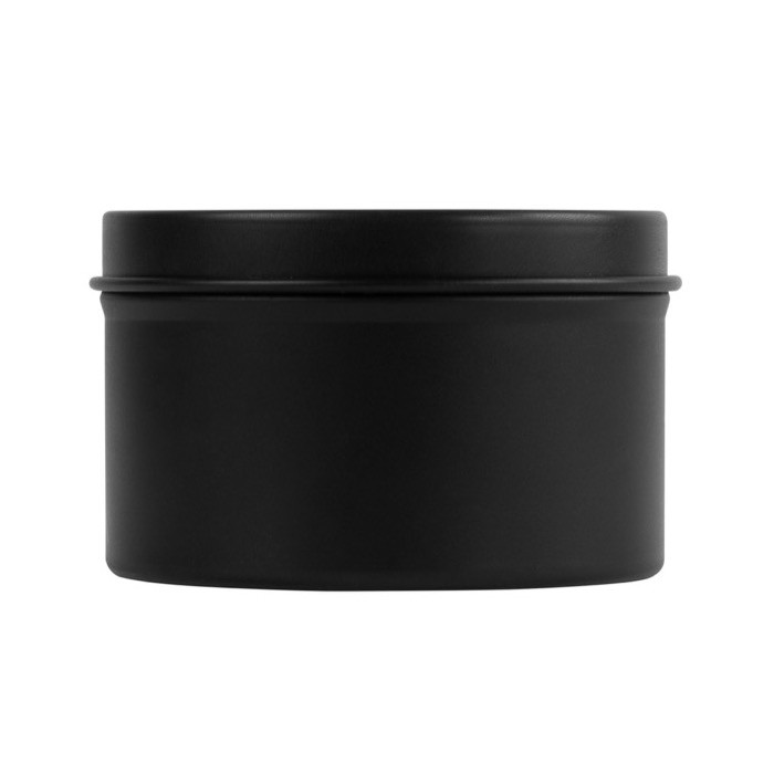 Vela de parafina en tarro de metal con tapa a juego 50g color negro primera vista