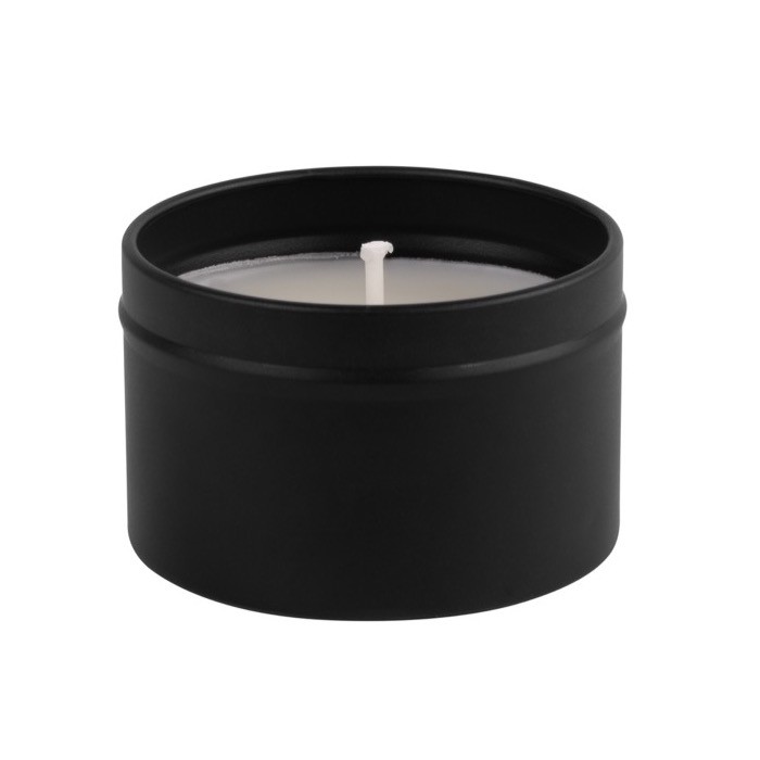 Vela de parafina en tarro de metal con tapa a juego 50g color negro segunda vista