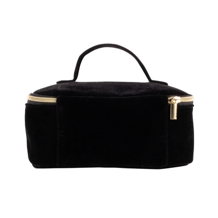Neceser aterciopelado de viaje con asa para sujeción 280 g/m2 color negro vista detalle Neceser aterciopelado de viaje con asa para sujeción 280 g/m2 color negro vista detalle