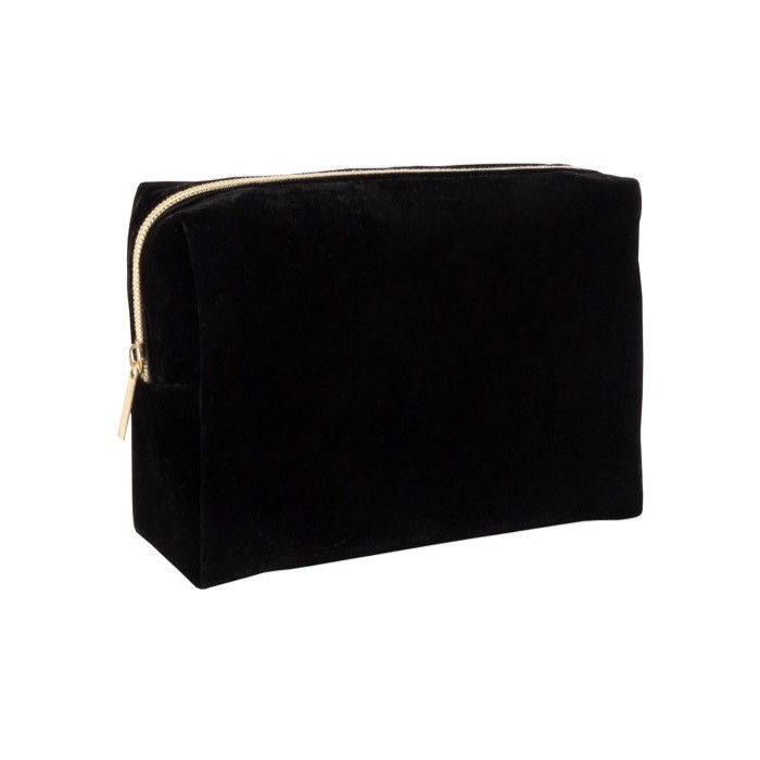 Neceser aterciopelado de poliéster con cremallera dorada 280 g/m2 color negro tercera vista Neceser aterciopelado de poliéster con cremallera dorada 280 g/m2 color negro tercera vista