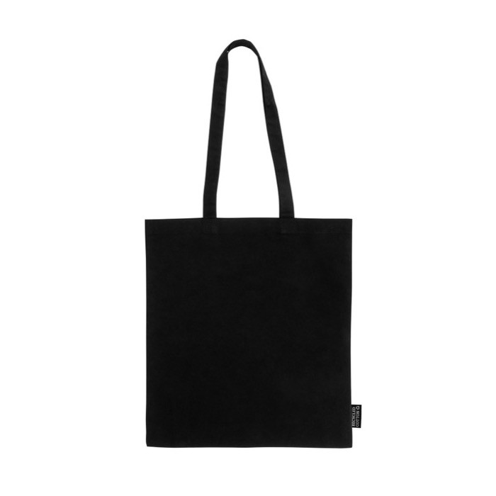 Bolsa de 100% algodón reciclado con asas largas 180 g/m2 color negro segunda vista Bolsa de 100% algodón reciclado con asas largas 180 g/m2 color negro segunda vista