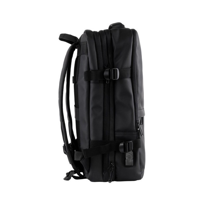 Mochila de viaje impermeable con banda de sujeción para trolley color negro vista detalle 3 Mochila de viaje impermeable con banda de sujeción para trolley color negro vista detalle 3