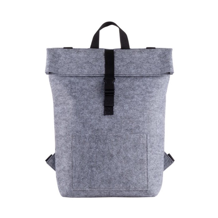 Mochila de fieltro RPET con bolsillo interior para portátil 15.6'' color gris segunda vista Mochila de fieltro RPET con bolsillo interior para portátil 15.6'' color gris segunda vista
