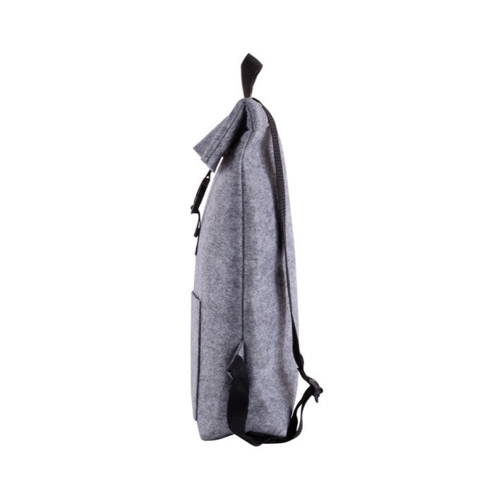 Mochila de fieltro RPET con bolsillo interior para portátil 15.6'' color gris cuarta vista Mochila de fieltro RPET con bolsillo interior para portátil 15.6'' color gris cuarta vista