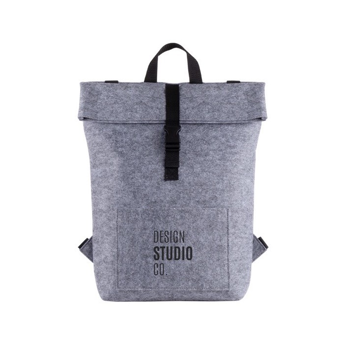 Mochila de fieltro RPET con bolsillo interior para portátil 15.6'' color gris quinta vista Mochila de fieltro RPET con bolsillo interior para portátil 15.6'' color gris quinta vista