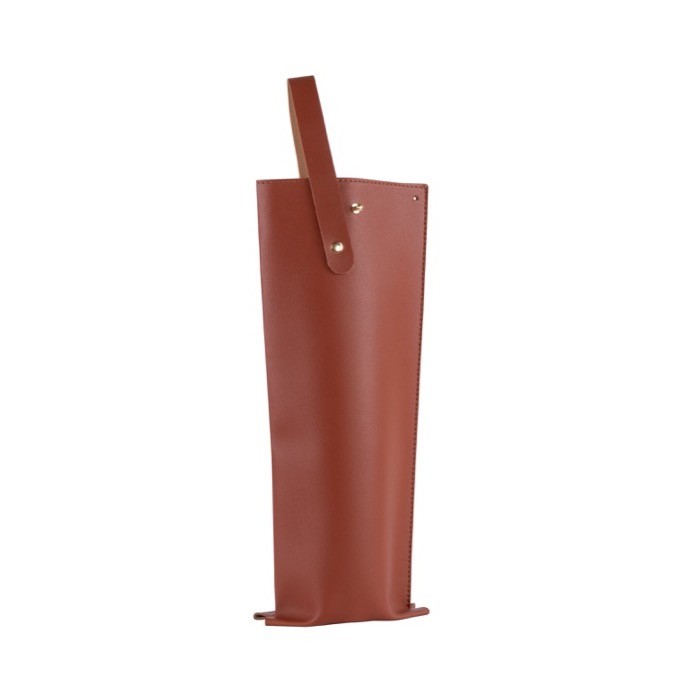 Funda para botellas de vino de cuero sintético con asa y fuelle color marrón primera vista Funda para botellas de vino de cuero sintético con asa y fuelle color marrón primera vista