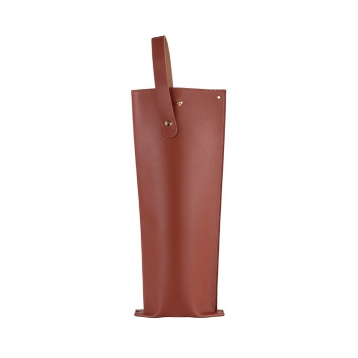 Funda para botellas de vino de cuero sintético con asa y fuelle color marrón quinta vista Funda para botellas de vino de cuero sintético con asa y fuelle color marrón quinta vista