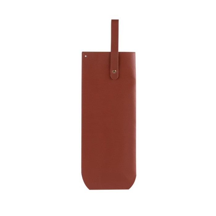 Funda para botellas de vino de cuero sintético con asa y fuelle color marrón sexta vista Funda para botellas de vino de cuero sintético con asa y fuelle color marrón sexta vista