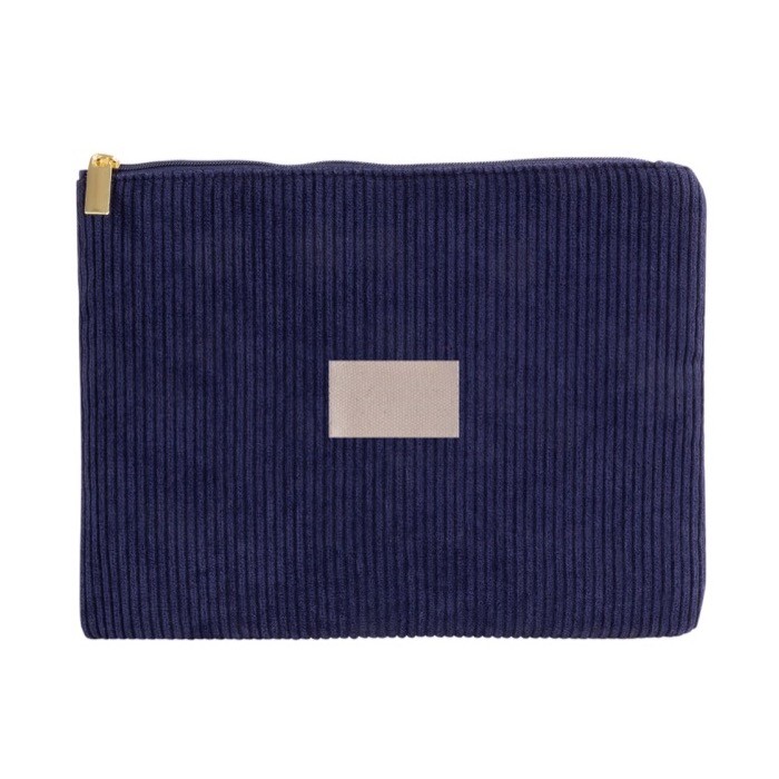 Neceser aterciopelado de poliéster con cremallera dorada 240 g/m2 color azul marino primera vista Neceser aterciopelado de poliéster con cremallera dorada 240 g/m2 color azul marino primera vista