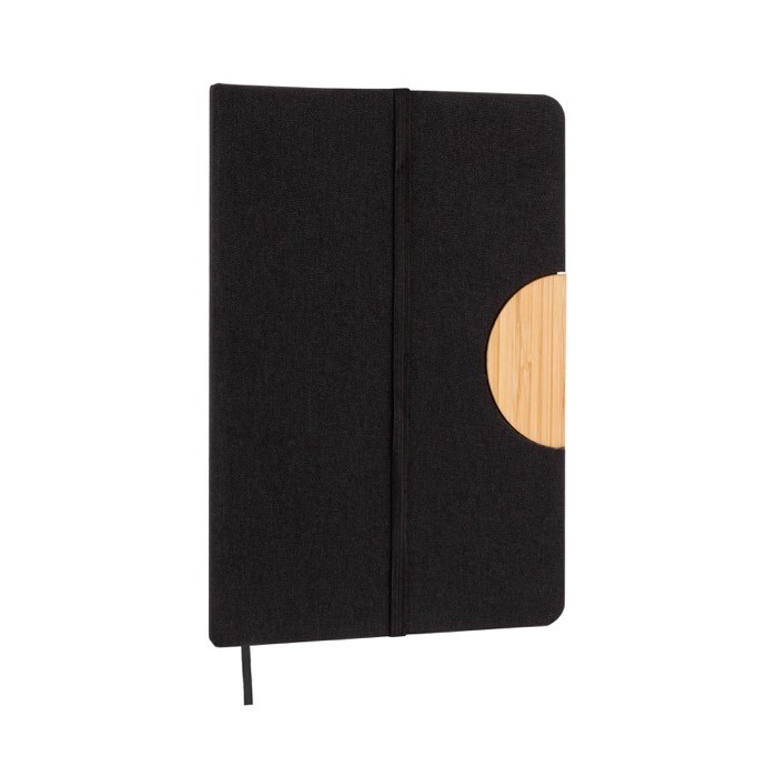Libreta ecológica con tapa de RPET y soporte para móvil A5 hojas lisas color negro quinta vista Libreta ecológica con tapa de RPET y soporte para móvil A5 hojas lisas color negro quinta vista