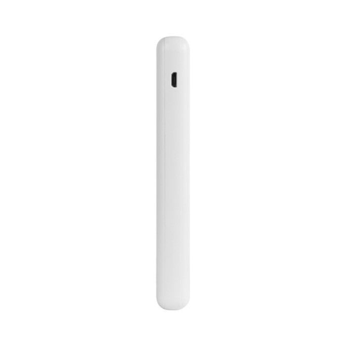 Batería externa hecha de ABS reciclado con capacidad de 8.000 mAh color blanco tercera vista Batería externa hecha de ABS reciclado con capacidad de 8.000 mAh color blanco tercera vista