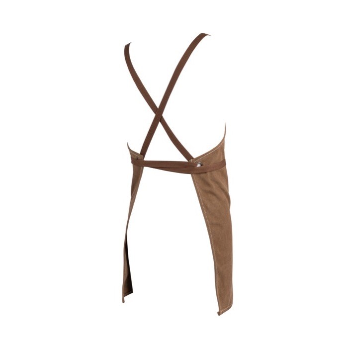 Delantal de efecto vaquero con varios bolsillos y detalles en PU color marrón primera vista