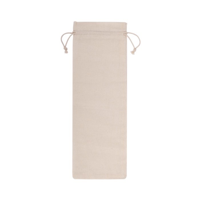 Bolsa de algodón reciclado con cordones de cierre para vino 120 g/m2 color natural segunda vista Bolsa de algodón reciclado con cordones de cierre para vino 120 g/m2 color natural segunda vista
