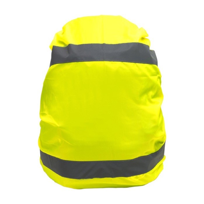 Funda de mochila de alta visibilidad color amarillo segunda vista Funda de mochila de alta visibilidad color amarillo segunda vista