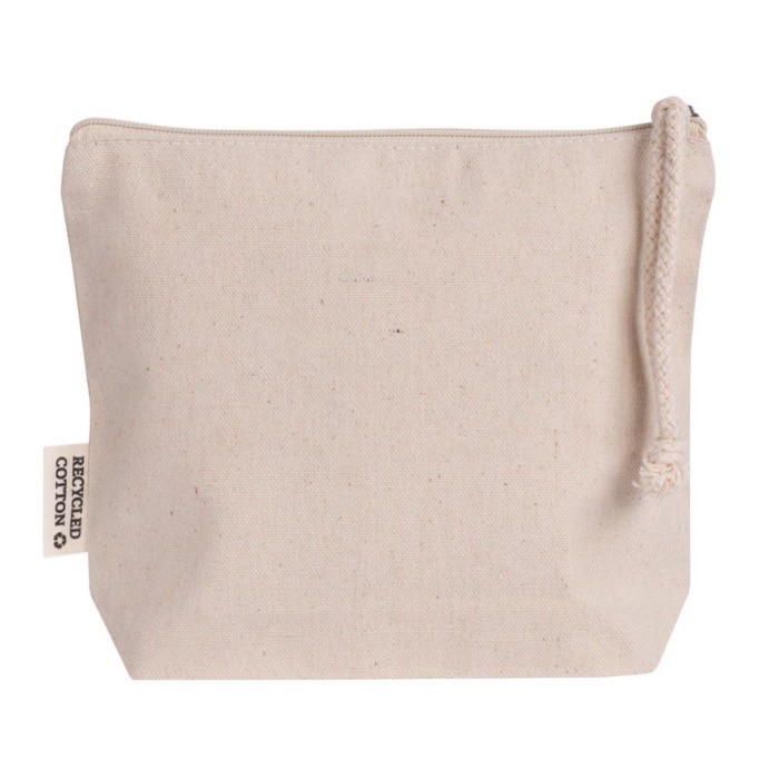 Neceser de algodón reciclado color natural con muñequera de cuerda color natural tercera vista Neceser de algodón reciclado color natural con muñequera de cuerda color natural tercera vista
