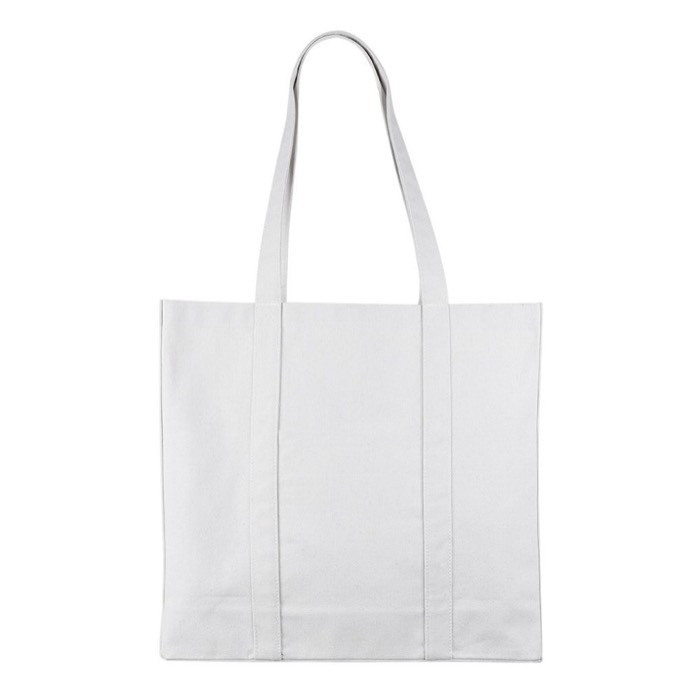 Bolsa grande de algodón reciclado con asas largas 360 g/m2 color natural segunda vista Bolsa grande de algodón reciclado con asas largas 360 g/m2 color natural segunda vista